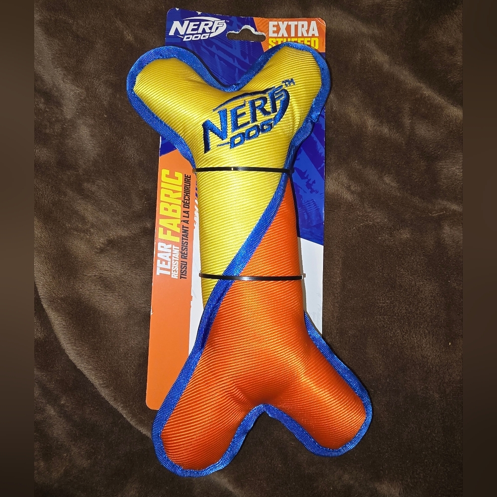 Nerf Dog Vibrant Orange and Blue Extra Stuffed Dog Toy
